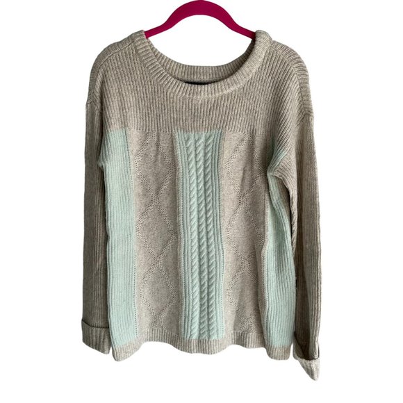 BANANA‎ REPUBLIC Light Gray & Mint Ladies Casual Sweater, S - Picture 1 of 6